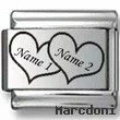 Custom Names in Hearts Laser Charm