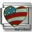 American Flag Heart Italian Charm