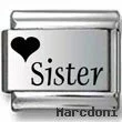 Heart Sister Laser Charm