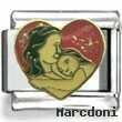 Mother and Daughter in Red Heart Hugging Enamel Charm